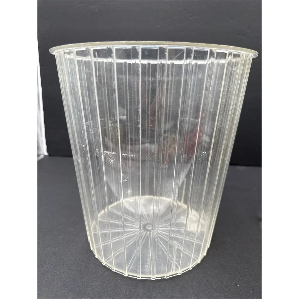 Vtg Hollywood Regency‎ Gold Tone Filigree Trash Basket Can Plastic Liner MCM